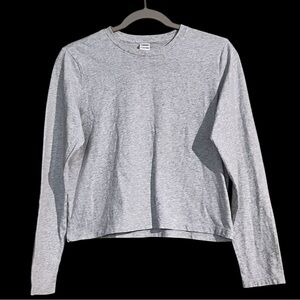 PINK Victoria's Secret Basic Tee Shirt Sz Small Light Gray Long Sleeve